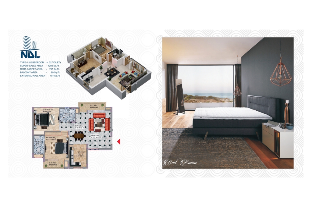 Flats in Raebareli Road, Lucknow, ndl capital tower bedroom The spacious living rooms are perfect for entertaining guests or spending quality time with family, while the well-appointed bedrooms offer a tranquil sanctuary to retreat after a long day.