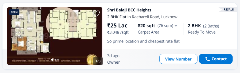 Flats in Raebareli Road, Lucknow If we talk about all the projects on Rae Bareli Road like BCC Blue Mountain, Rudra Vardaan Heights, Shri Balaji BCC Heights, Eldeco Saubhagyam in Vrindavan Yojna or Sukriti Sai Abhishek Residency, all of them are somewhere very far away.